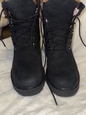 Timberland black Lace-Up Women's Winter Boots - Cozy Fur Lining